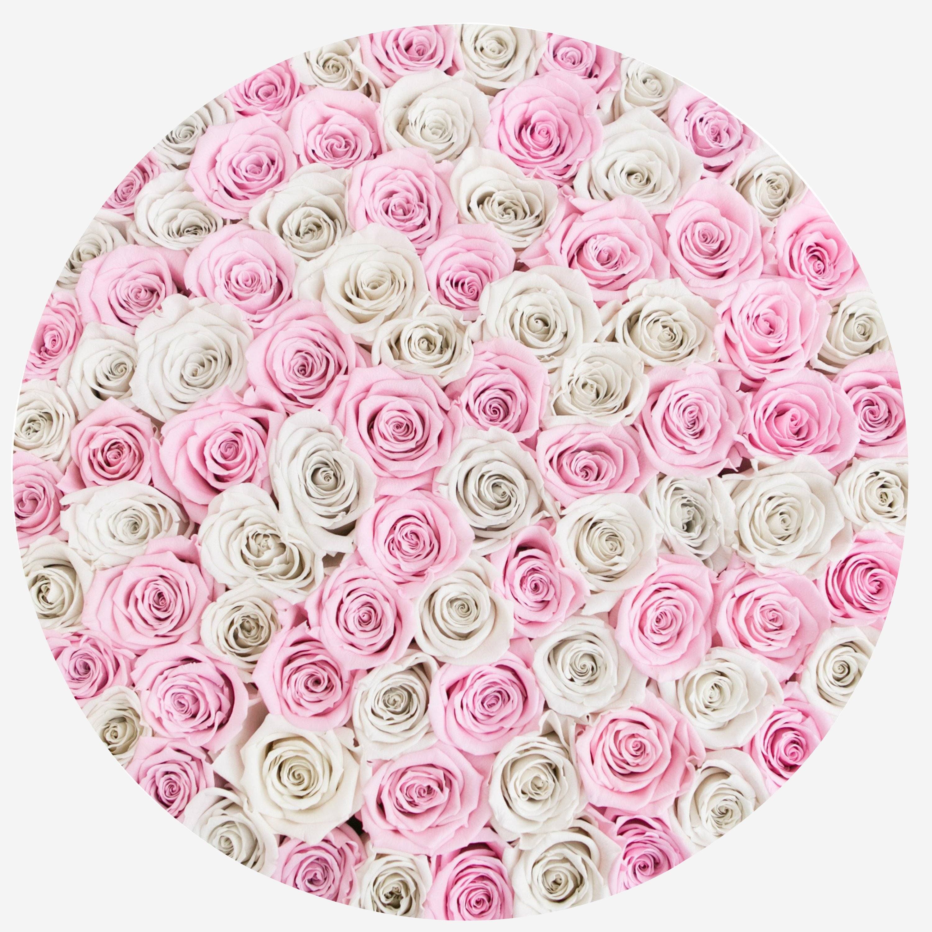 Deluxe White Box | Off White & Light Pink Roses - The Million Roses