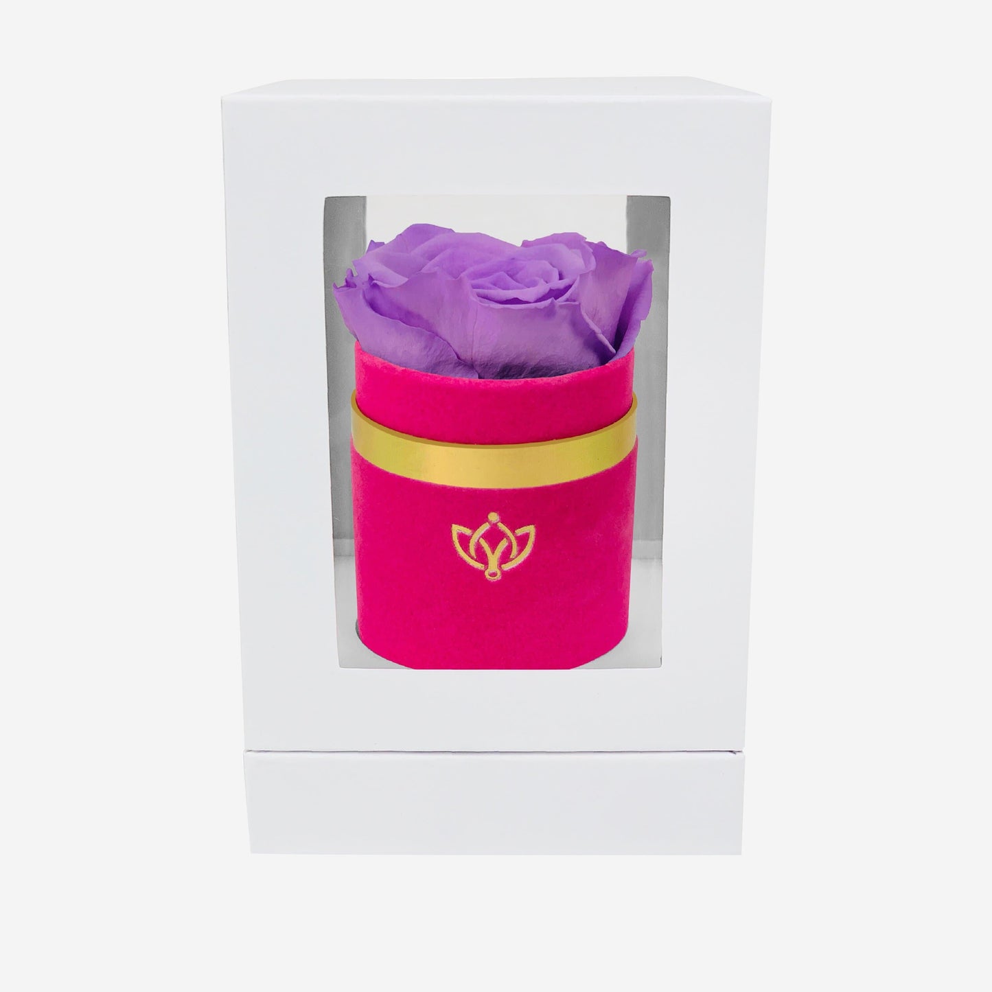 Single Hot Pink Suede Box | Lavender Rose - The Million Roses