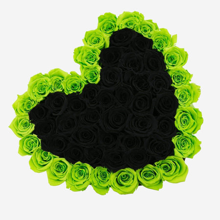 Heart Black Box | Neon Green & Black Roses - The Million Roses