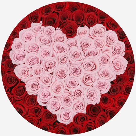 Deluxe Black Box | Red & Light Pink Roses | Heart - The Million Roses