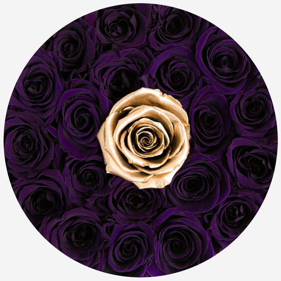 Classic Black Box | Dark Purple & Gold Roses | The Million Roses