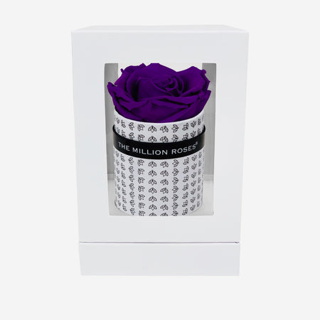 Single White Monogram Box | Bright Purple Rose - The Million Roses