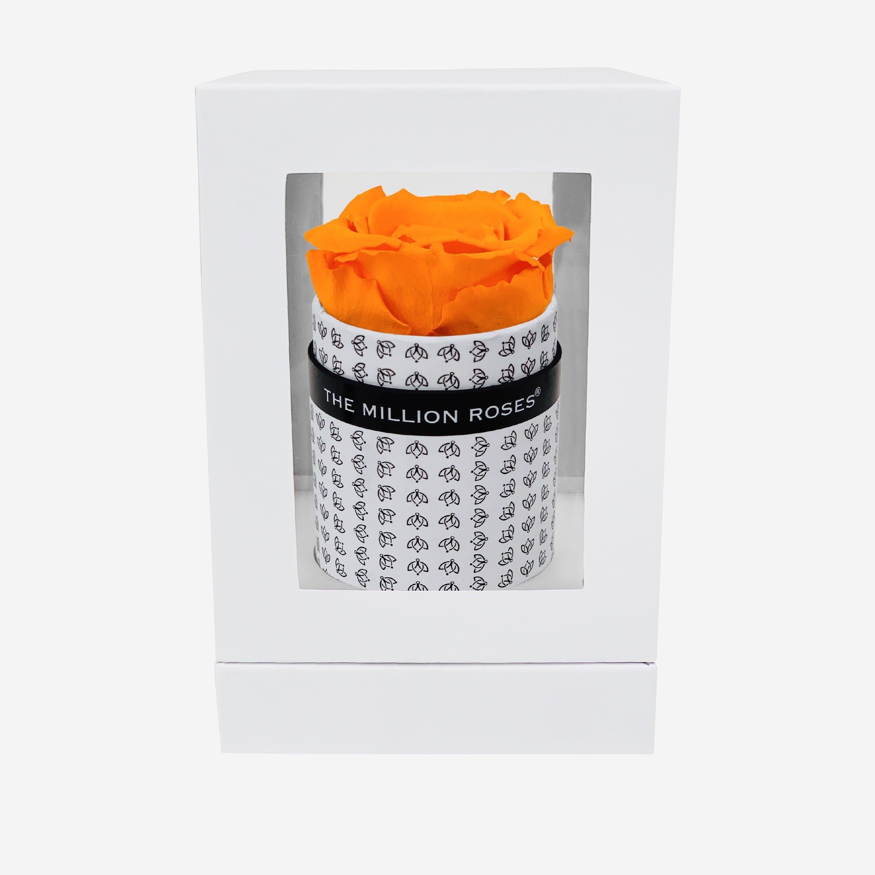 Single White Monogram Box | Orange Rose - The Million Roses