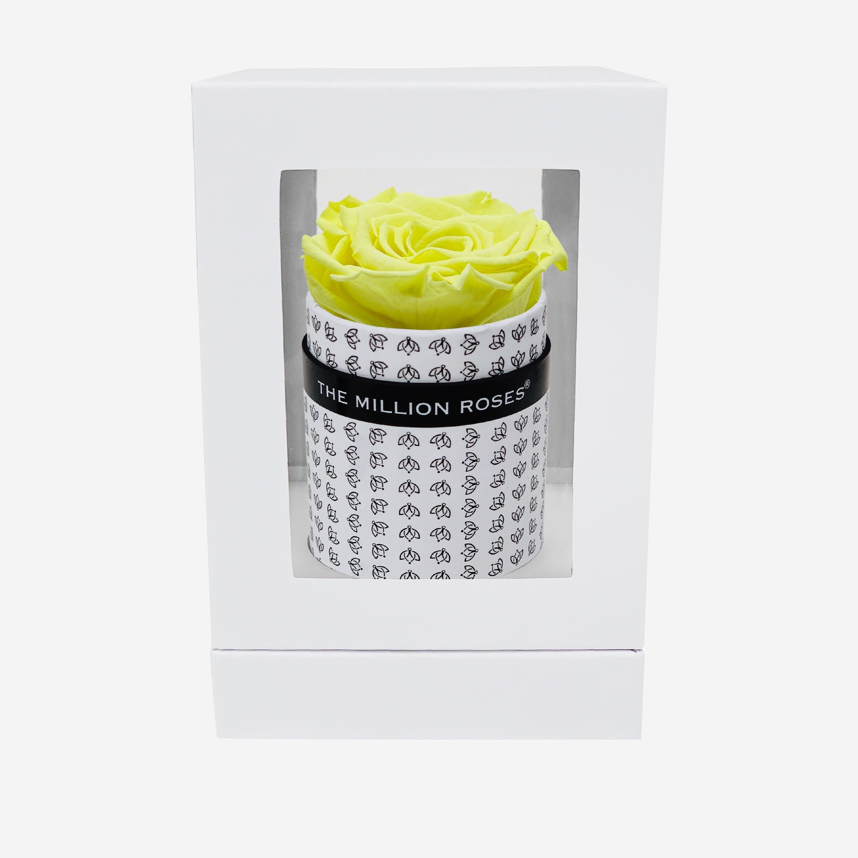 Single White Monogram Box | Canary Yellow Rose - The Million Roses