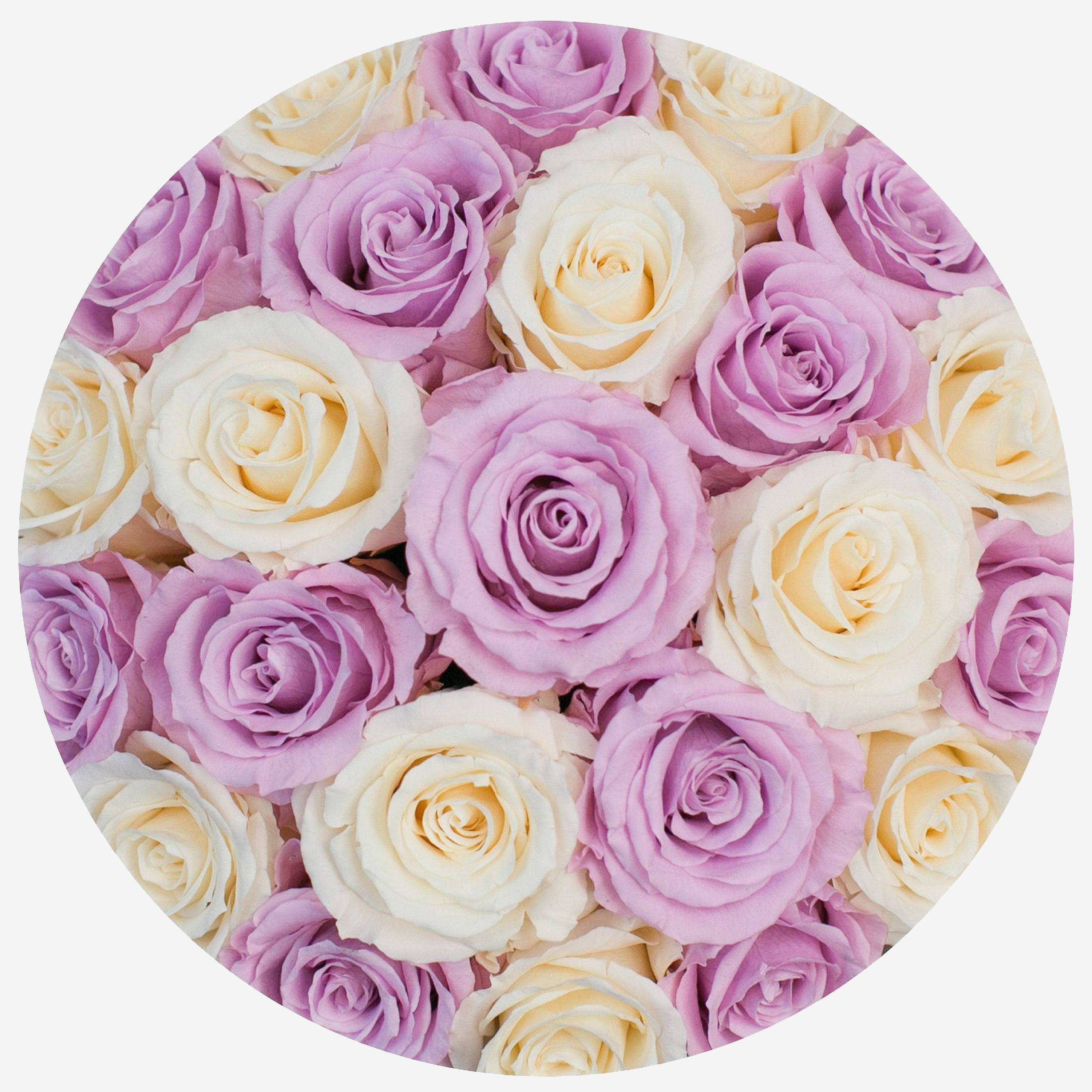 Classic Light Pink Suede Dome Box | White & Pink Roses - The Million Roses