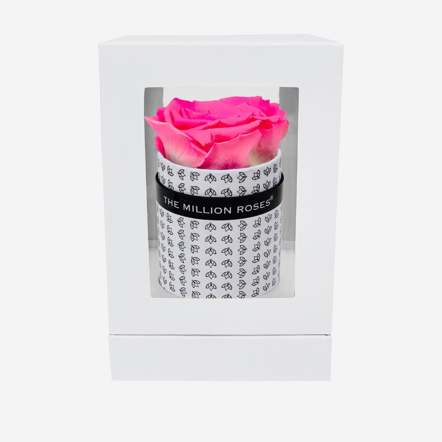 Single White Monogram Box | Candy Pink Rose - The Million Roses