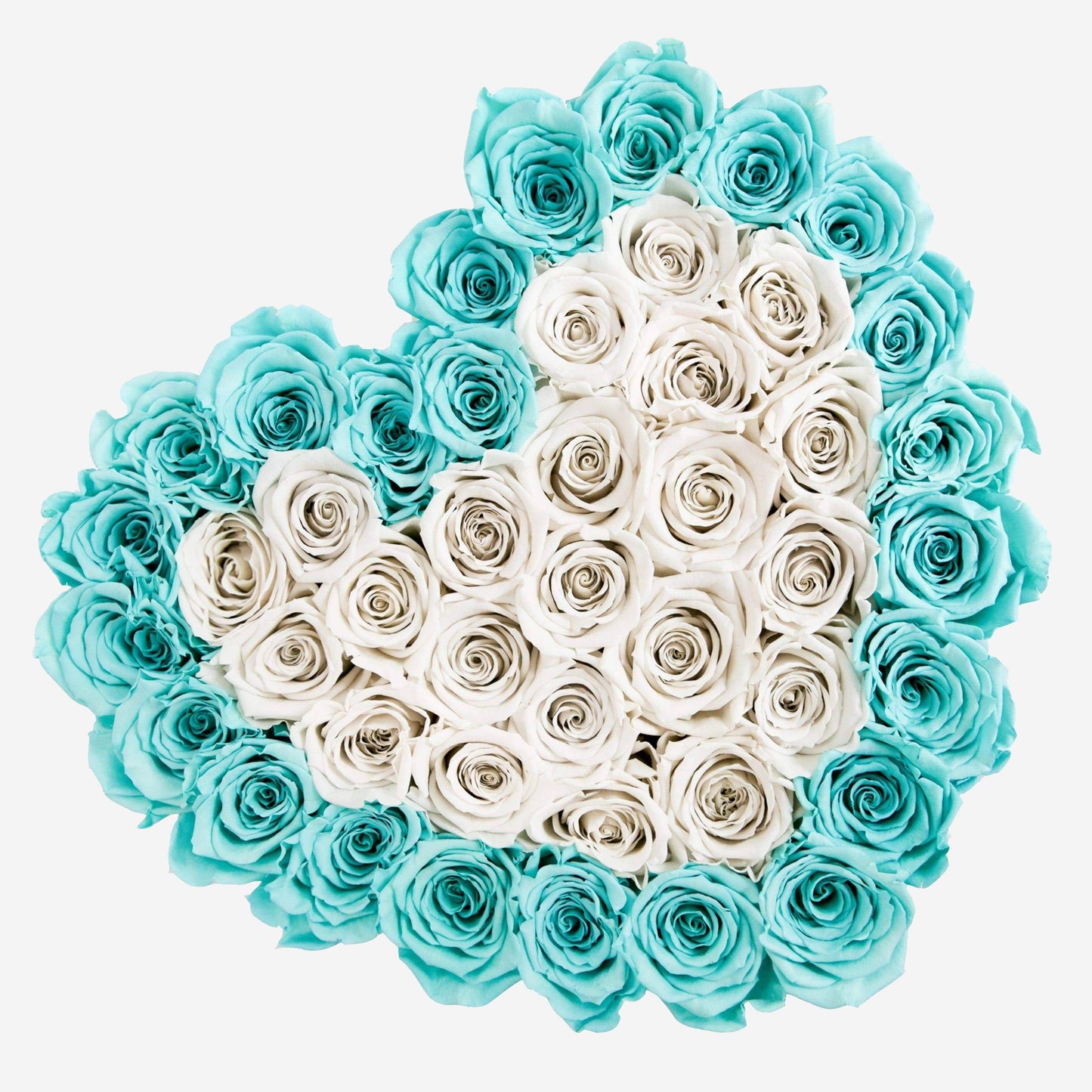 Heart Black Box | Turquoise & Off White Roses - The Million Roses