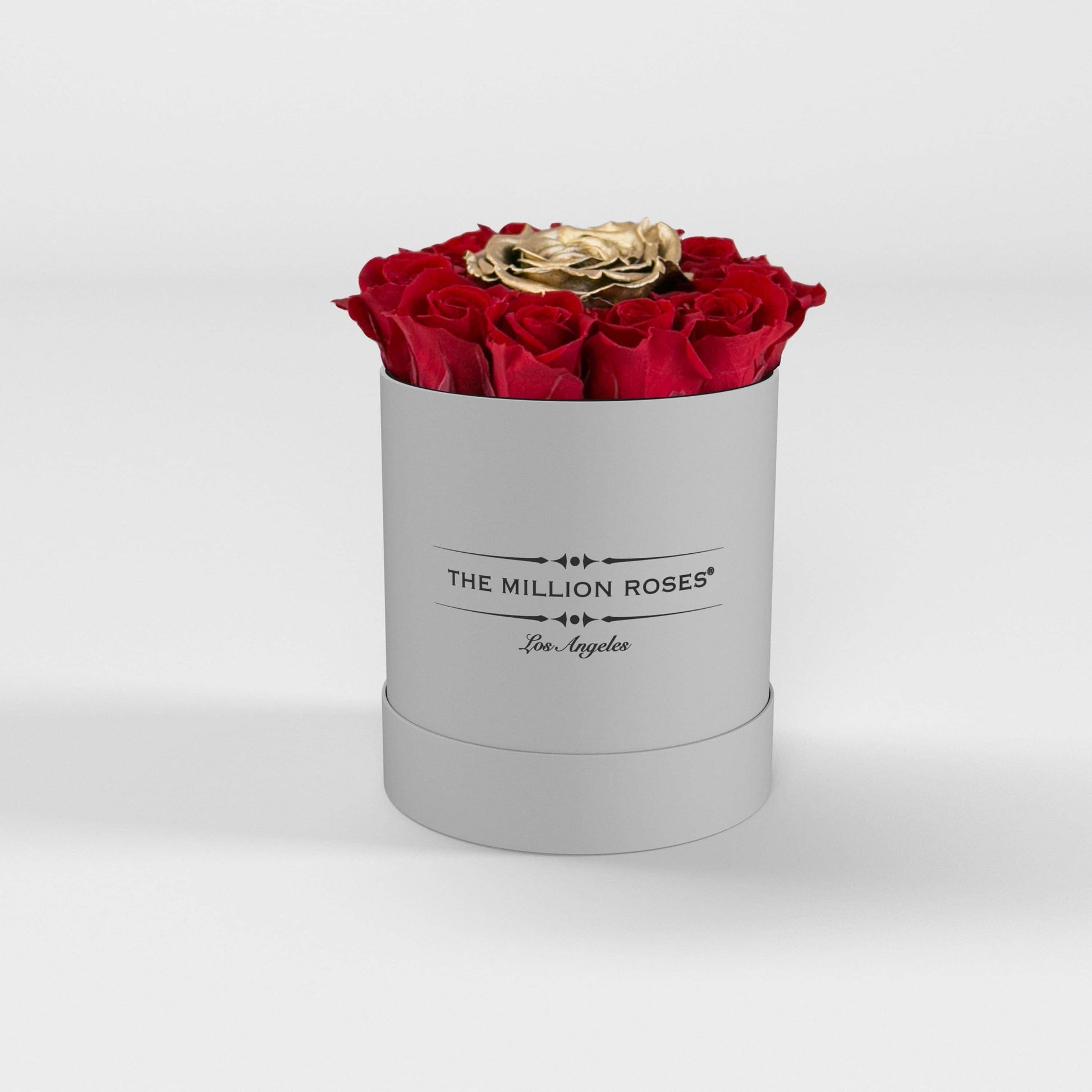 Basic White Box | Red & Gold Mini Roses - The Million Roses