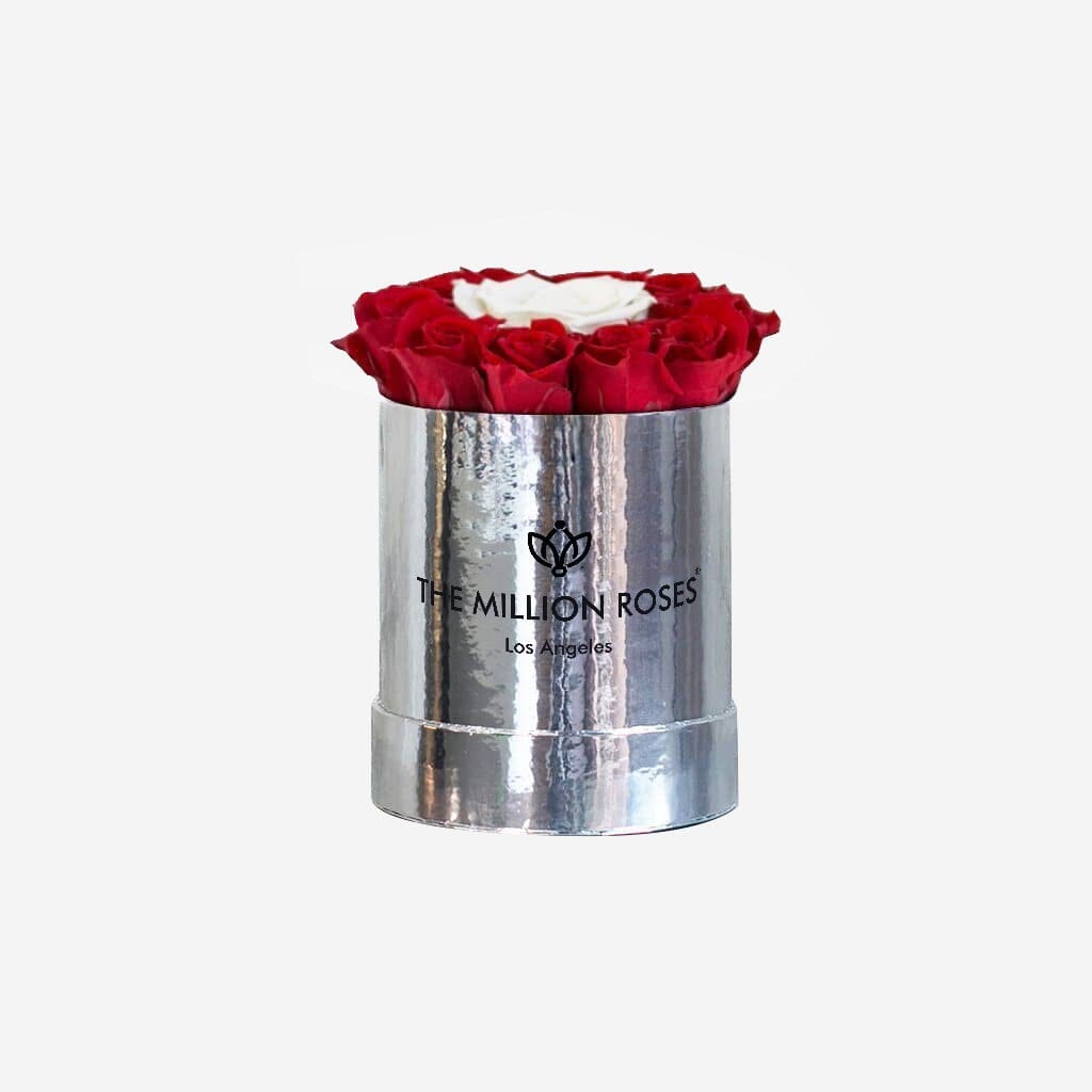 Basic Mirror Silver Box | Red Mini Roses | Various combinations - The Million Roses