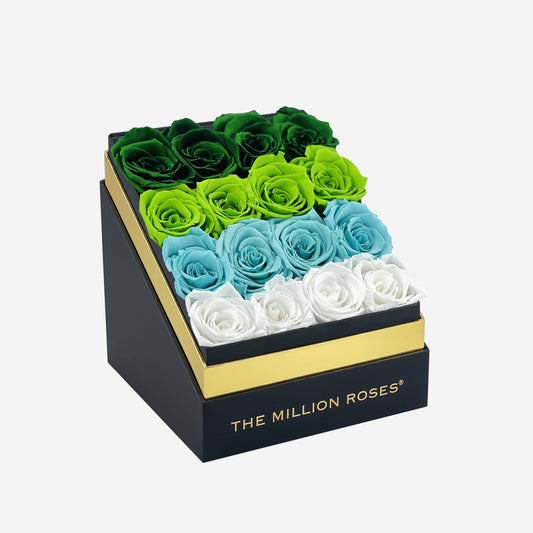 Square Black Box | Green Fade - The Million Roses