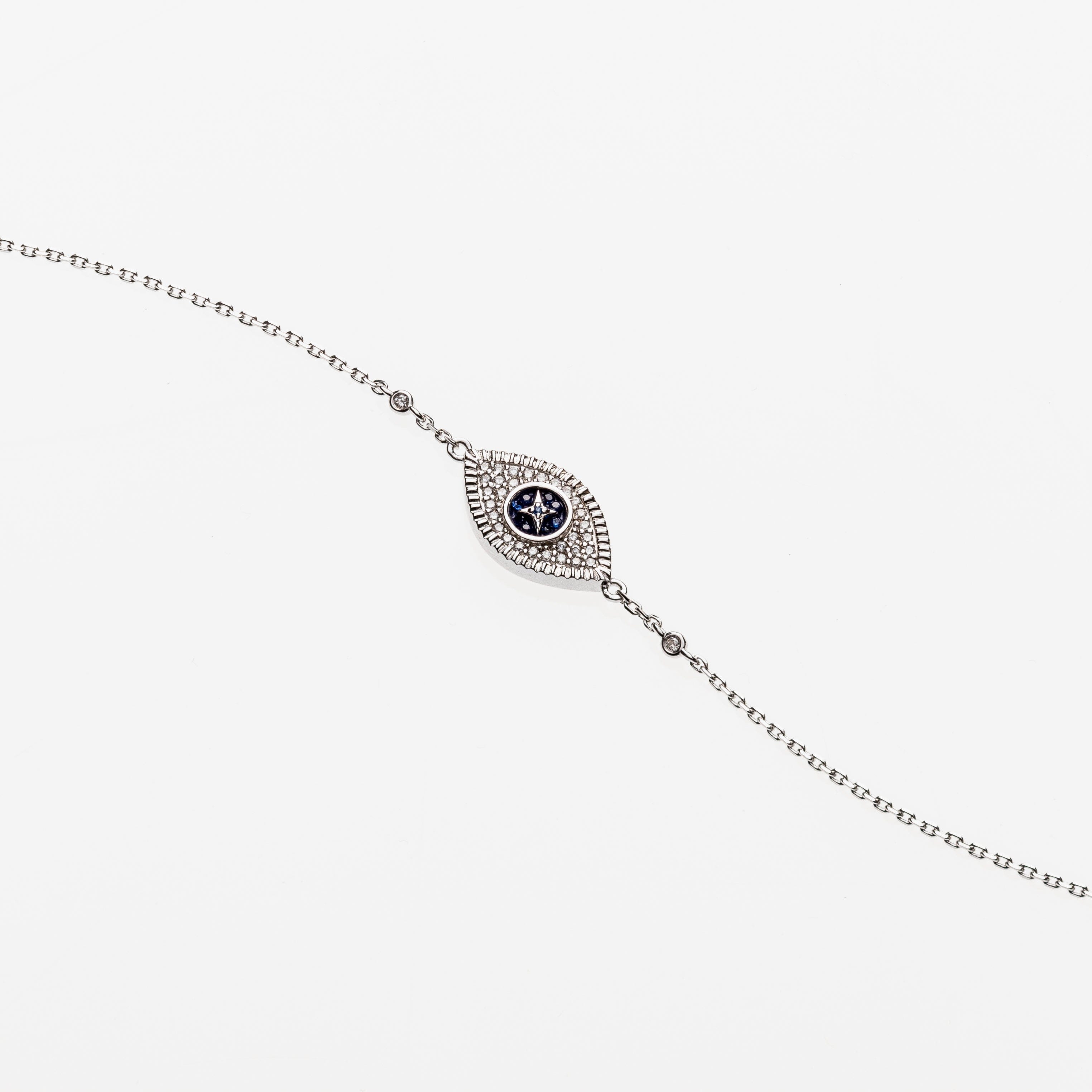 Evil Eye Silver Bracelet with Diamonds