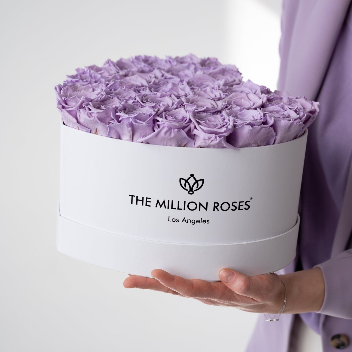 Heart Box | Weiß | Lavendelfarbene Rosen