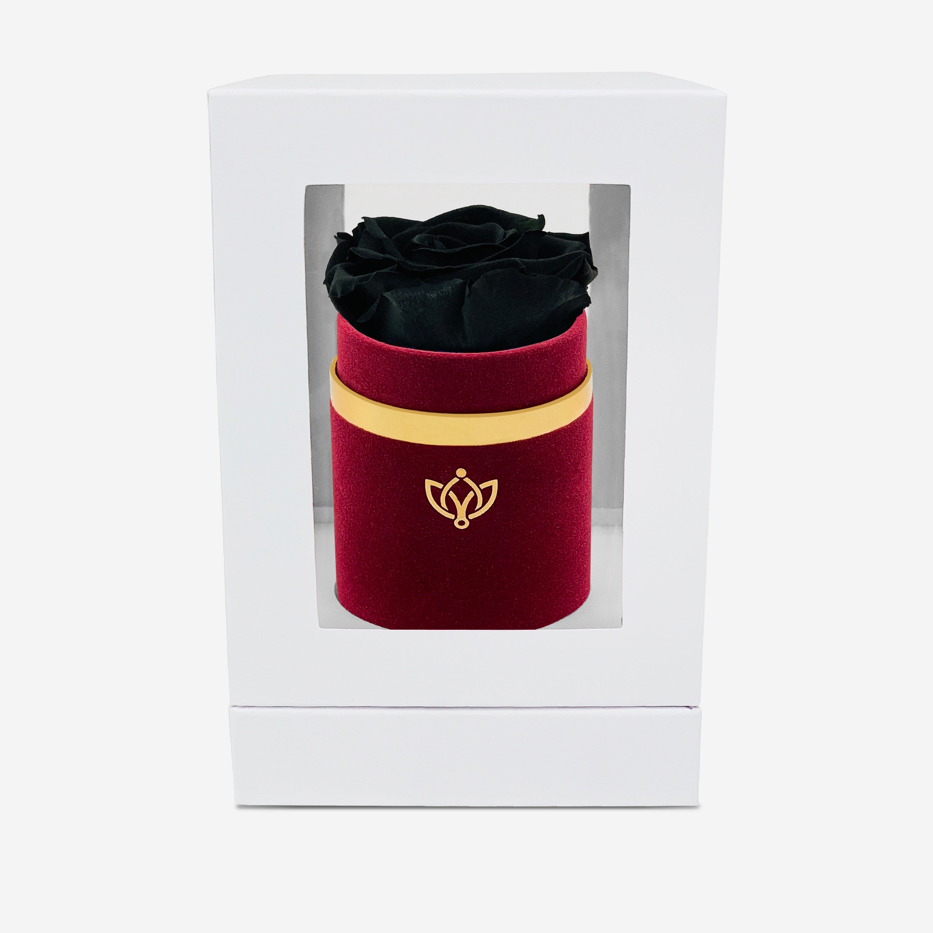 Single Bordeaux Suede Box | Black Rose - The Million Roses