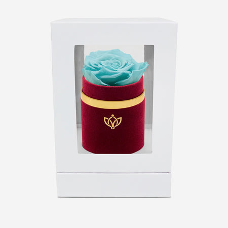 Single Bordeaux Suede Box | Turquoise Rose - The Million Roses