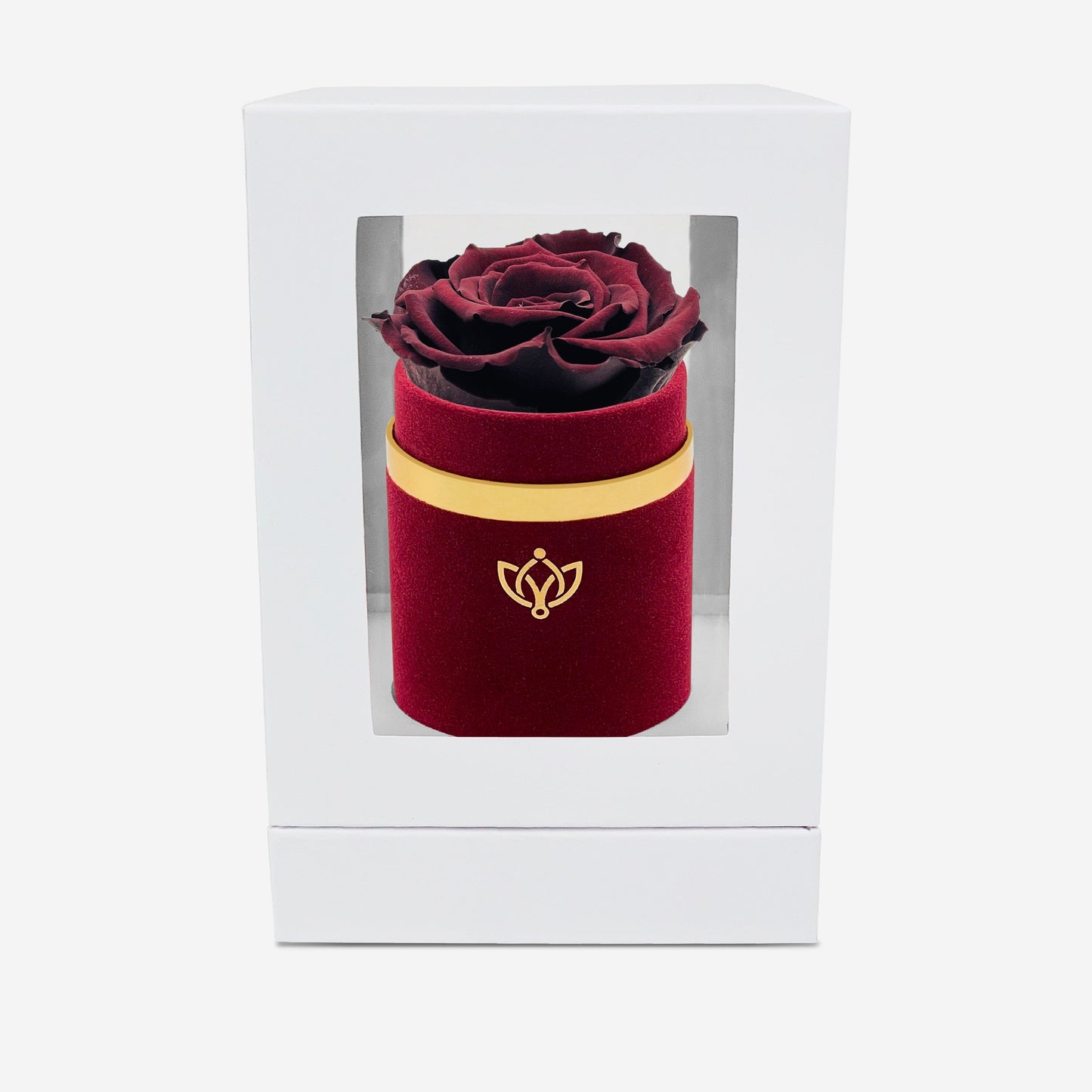 Single Bordeaux Suede Box | Mahogany Rose - The Million Roses