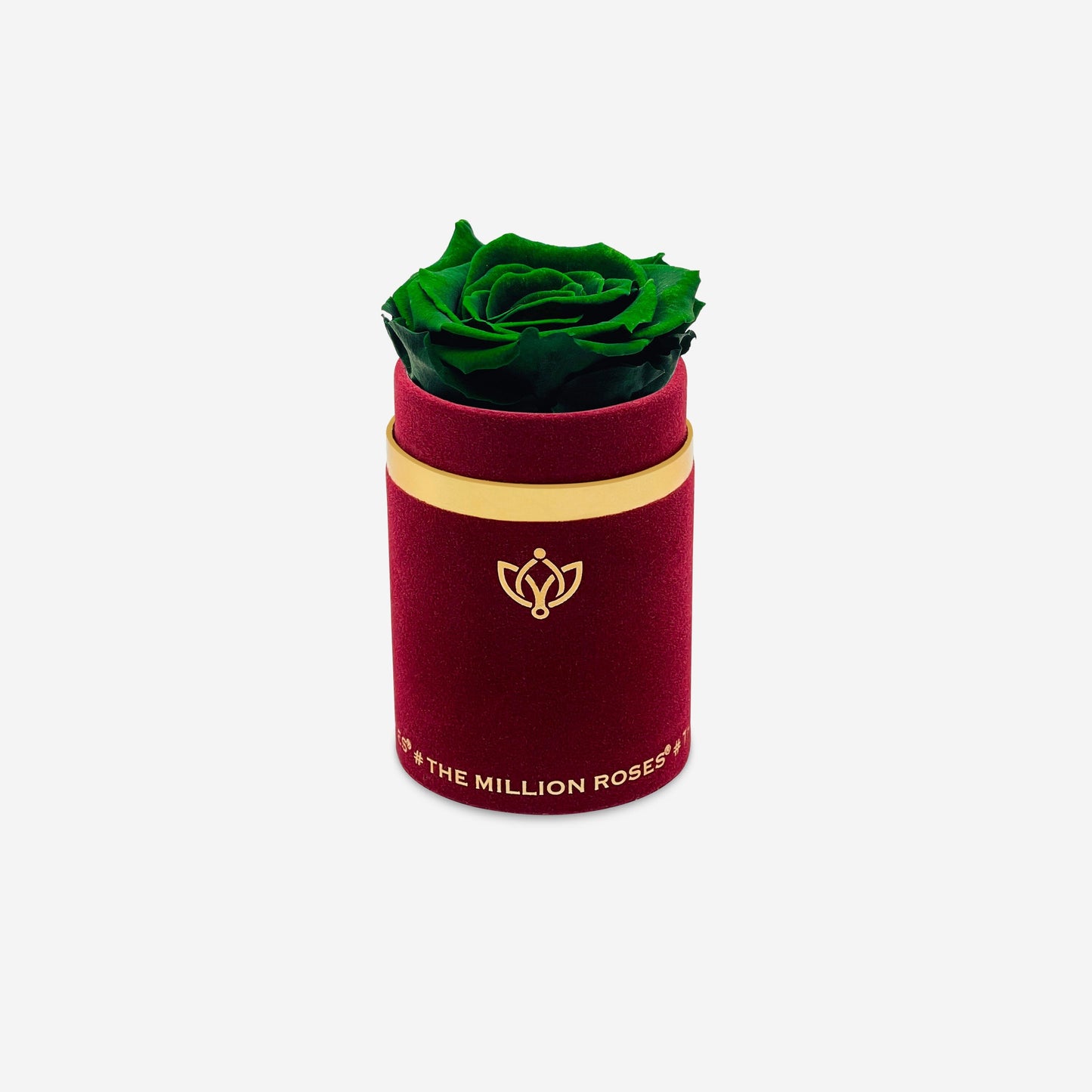 Single Bordeaux Suede Box | Dark Green Rose - The Million Roses
