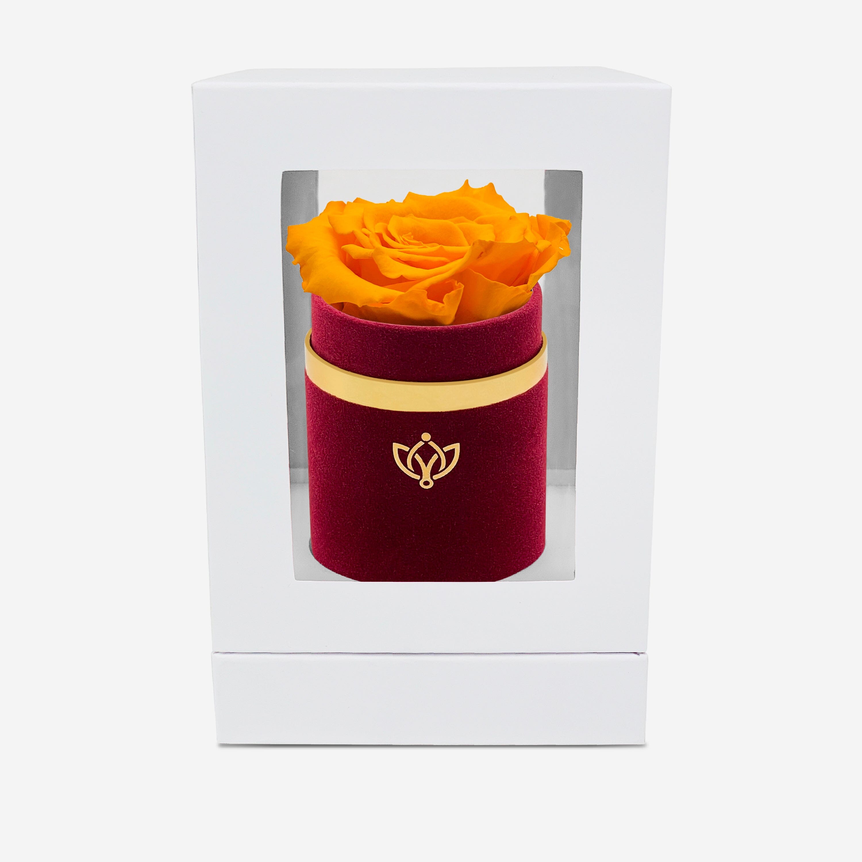 Single Bordeaux Suede Box | Orange Rose - The Million Roses