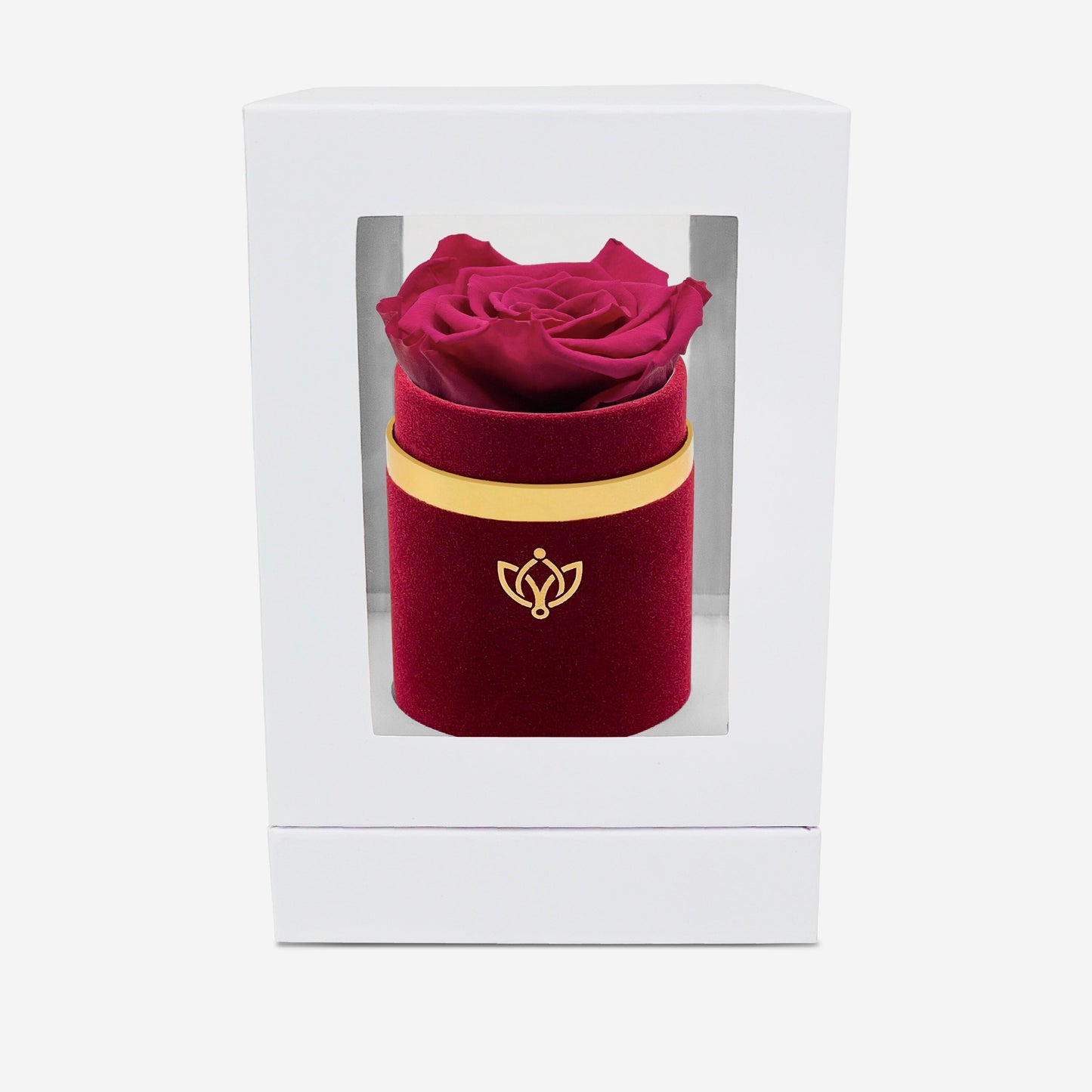 Single Bordeaux Suede Box | Magenta Rose - The Million Roses
