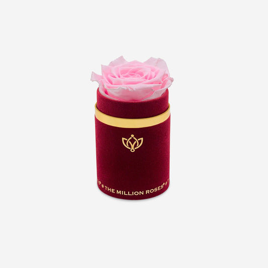 Single Bordeaux Suede Box | Pink Lace Rose - The Million Roses