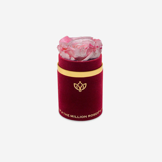 Single Bordeaux Suede Box | Pink Gold Rose - The Million Roses