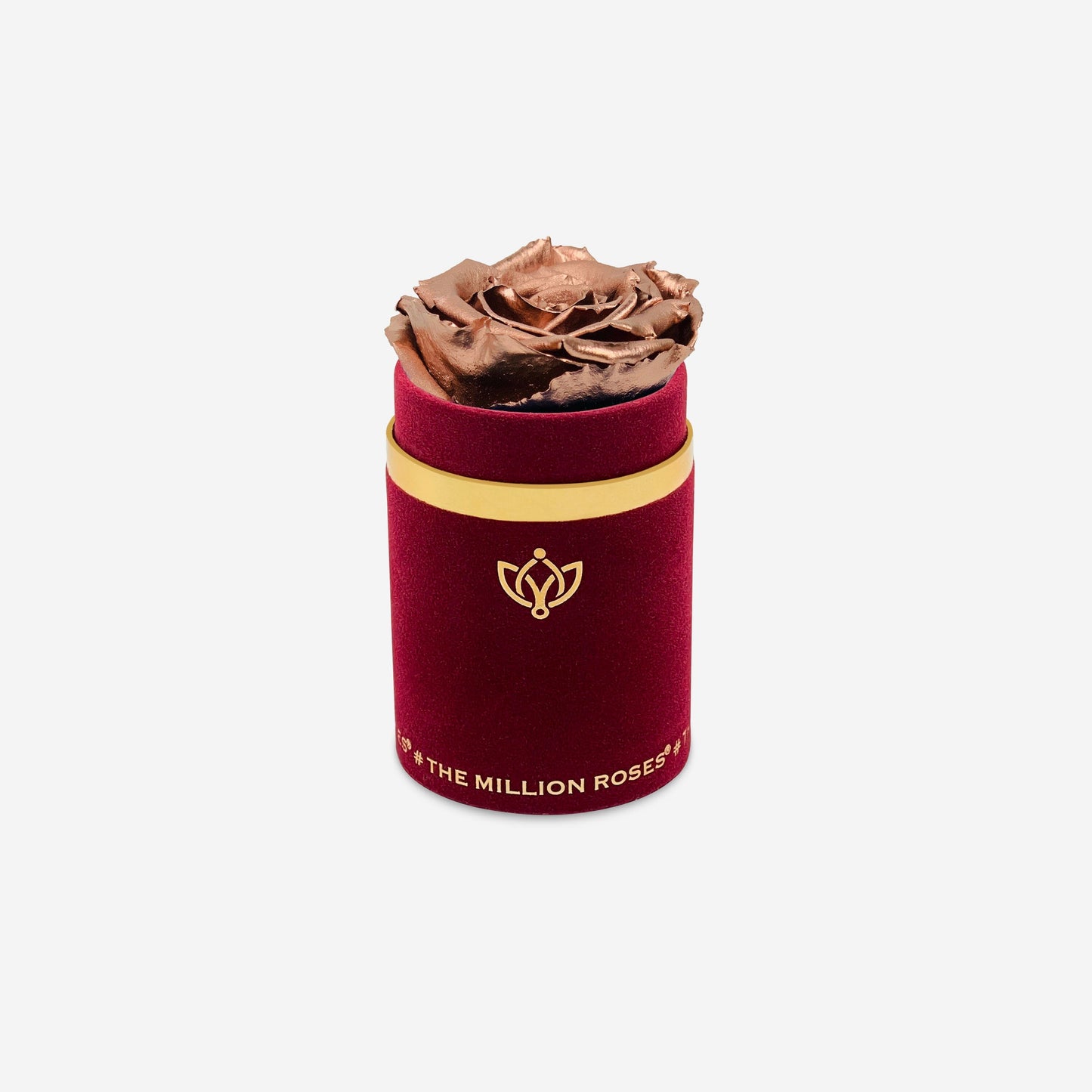 Single Bordeaux Suede Box | Rose Gold Rose - The Million Roses