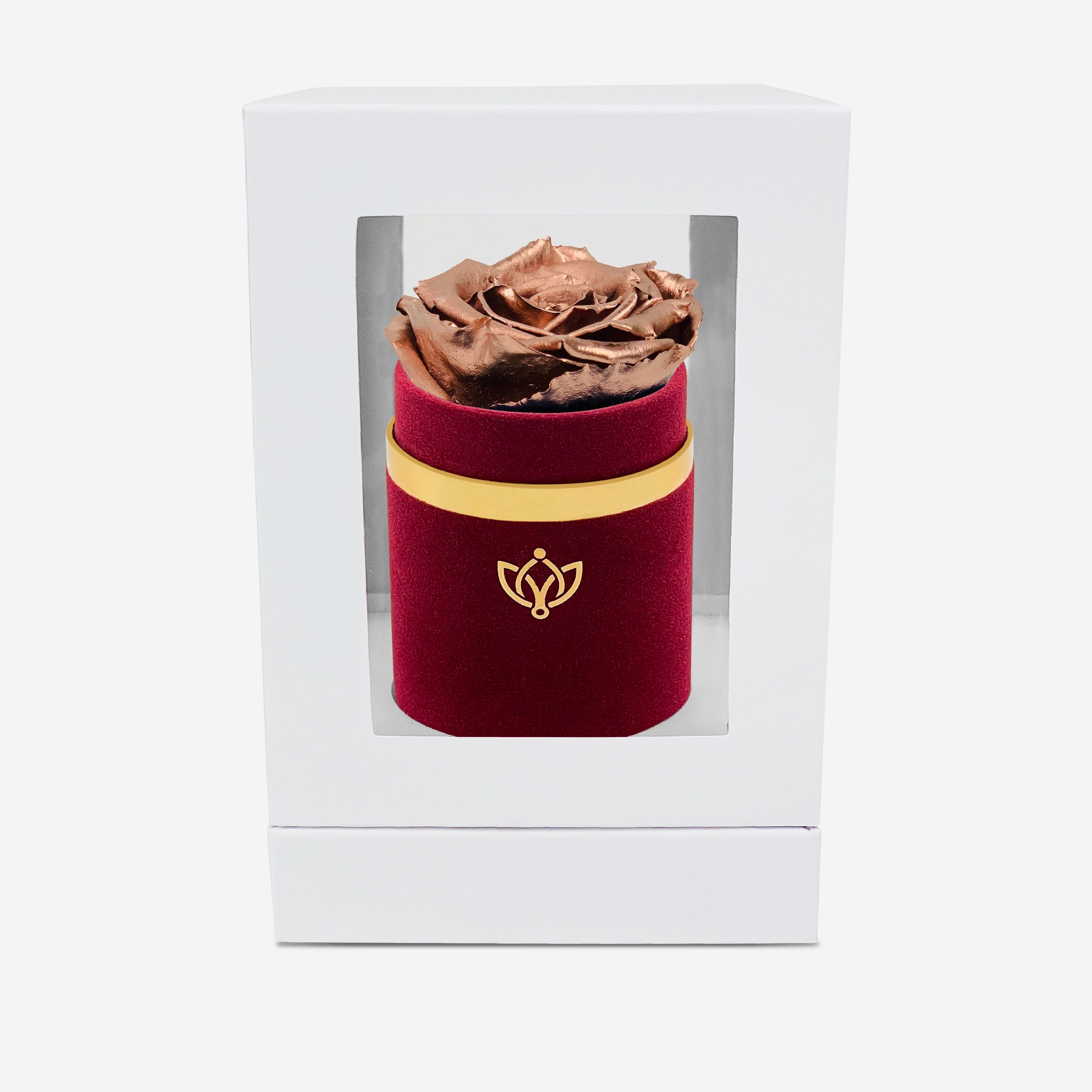 Single Bordeaux Suede Box | Rose Gold Rose - The Million Roses