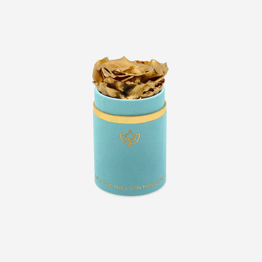 Single Mint Green Suede Box | Gold Rose - The Million Roses