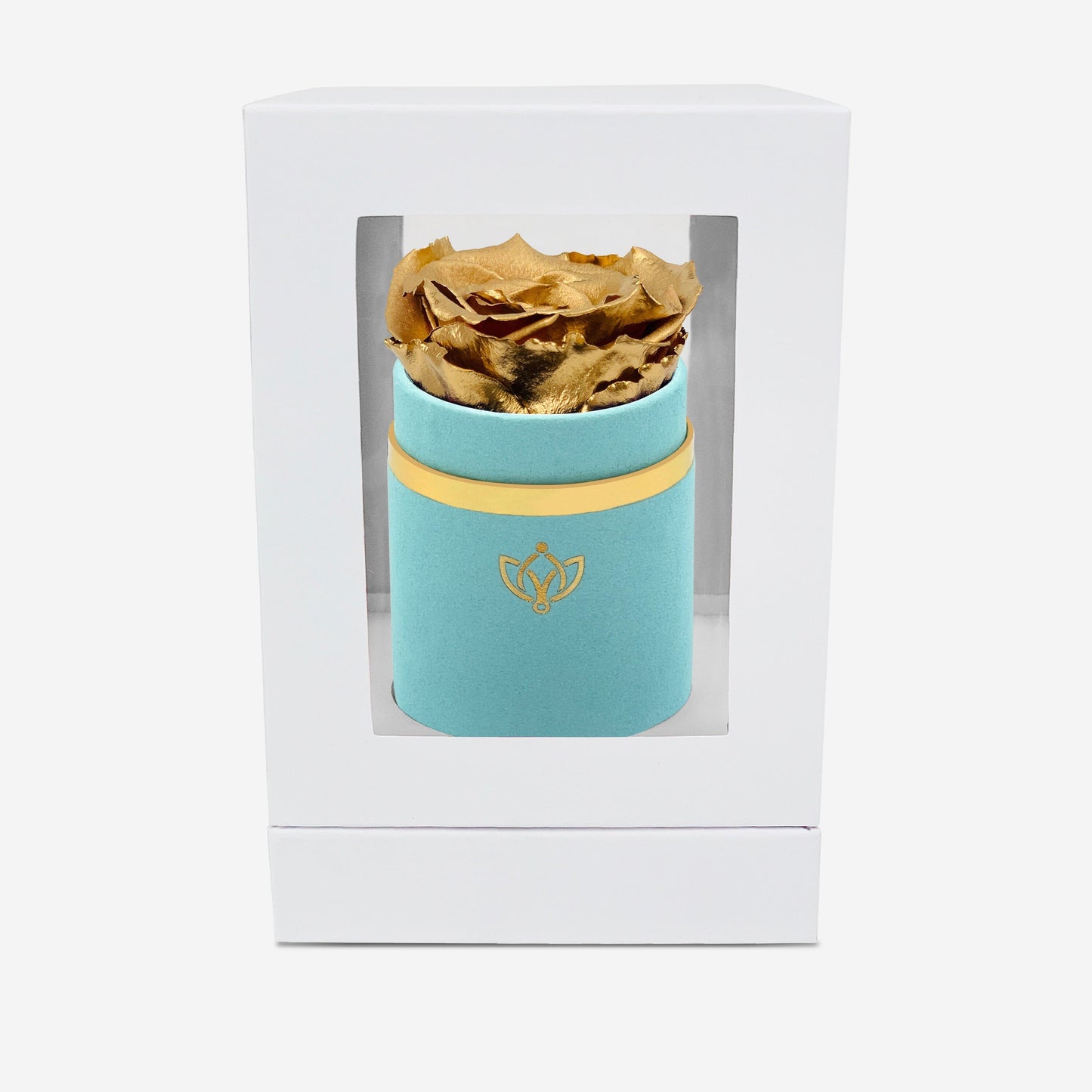 Single Mint Green Suede Box | Gold Rose - The Million Roses