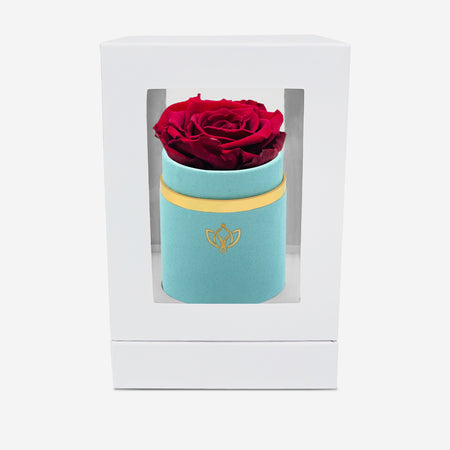 Single Mint Green Suede Box | Burgundy Rose - The Million Roses