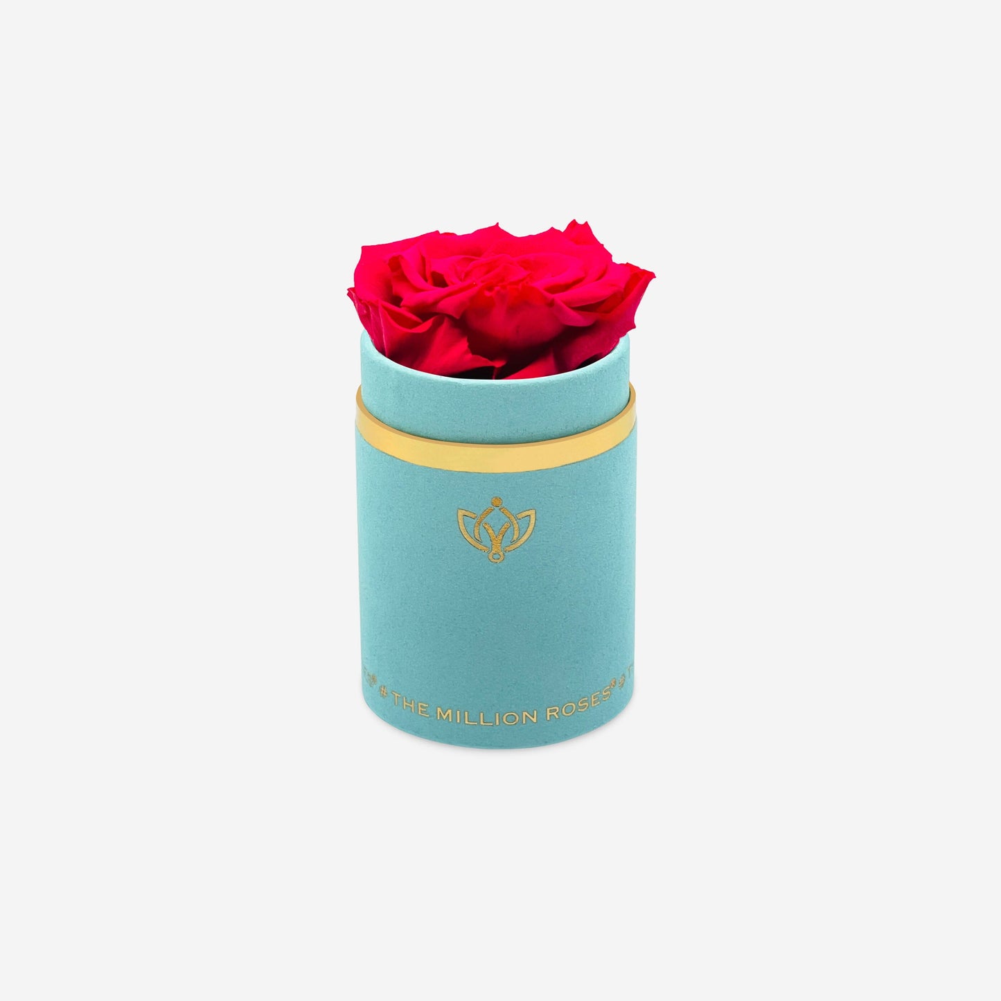 Single Mint Green Suede Box | Hot Pink Rose - The Million Roses