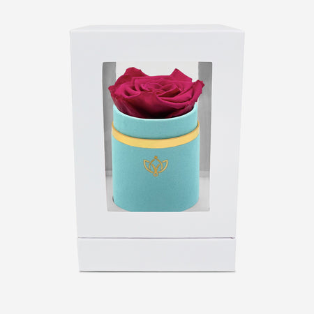 Single Mint Green Suede Box | Magenta Rose - The Million Roses