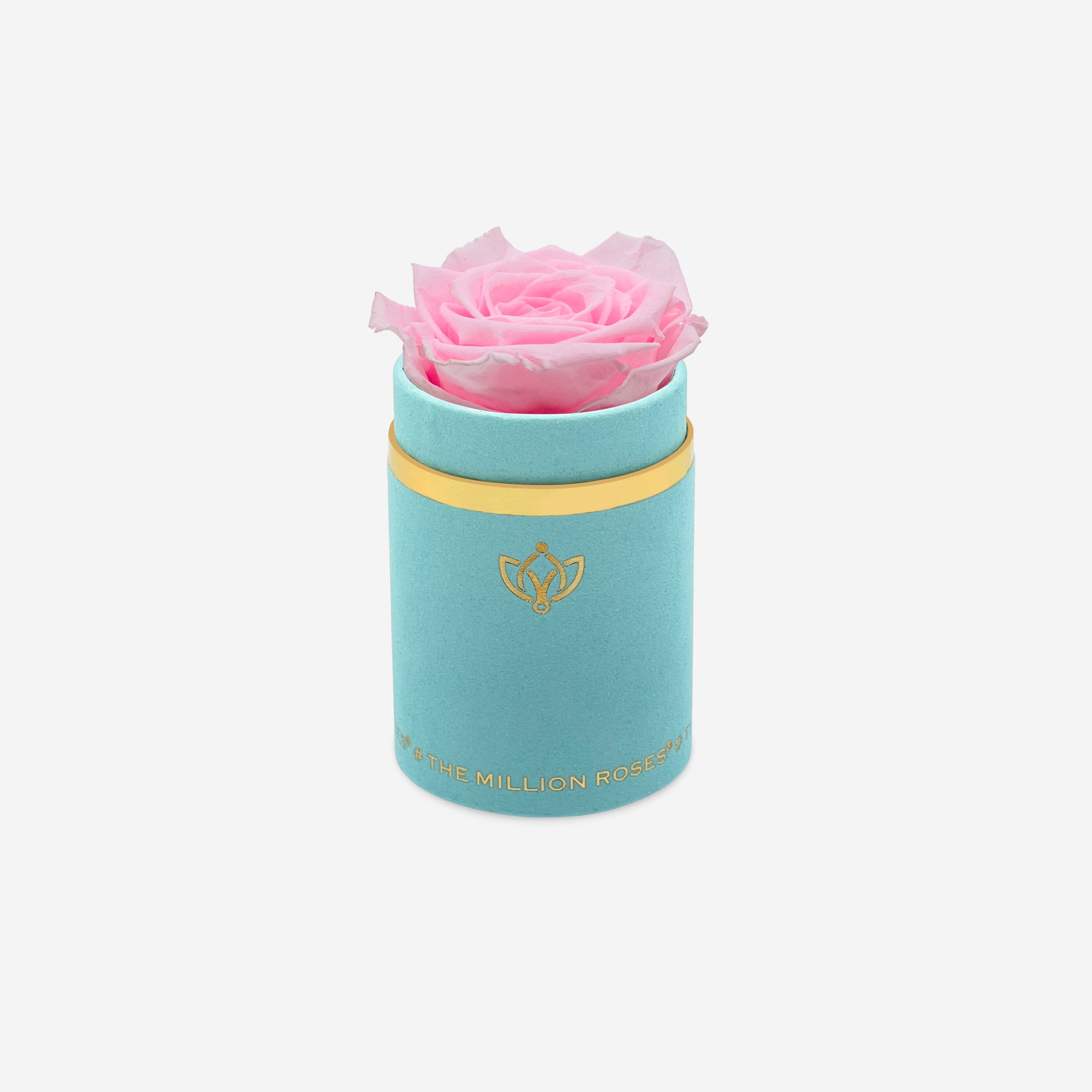 Single Mint Green Suede Box | Pink Lace Rose - The Million Roses