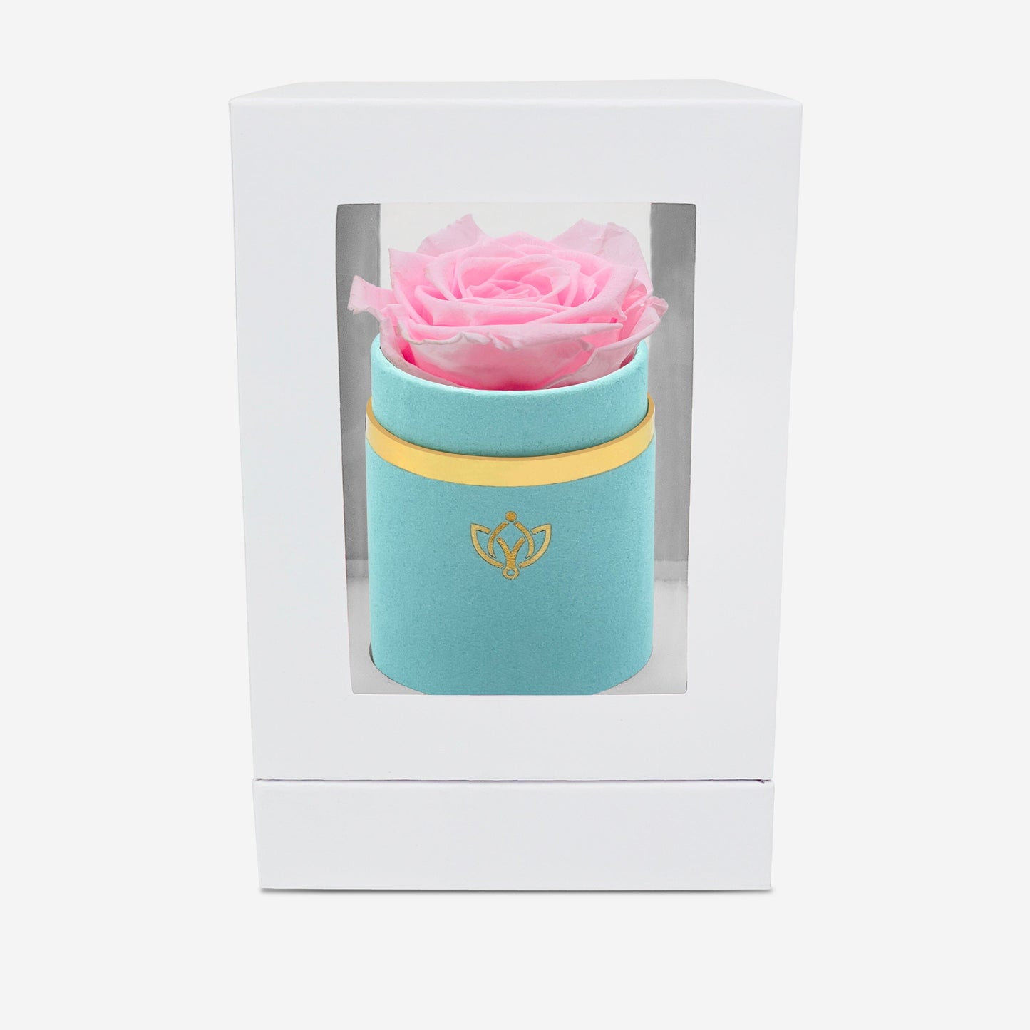 Single Mint Green Suede Box | Pink Lace Rose - The Million Roses