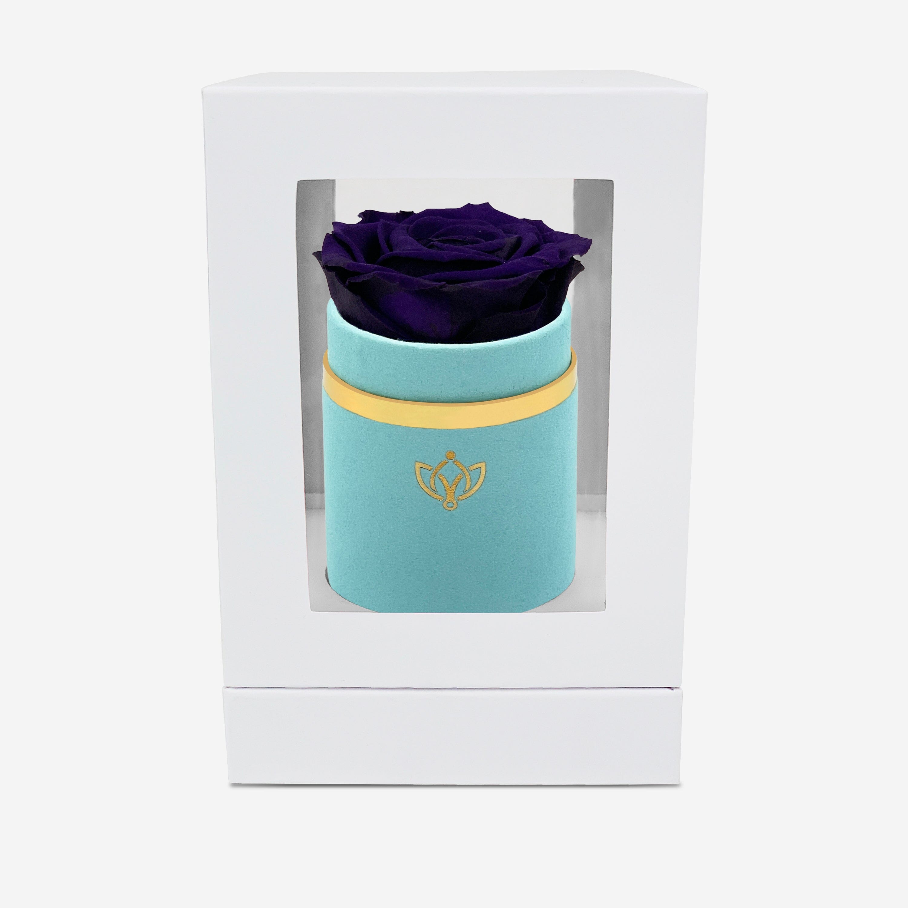 Single Mint Green Suede Box | Dark Purple Rose - The Million Roses