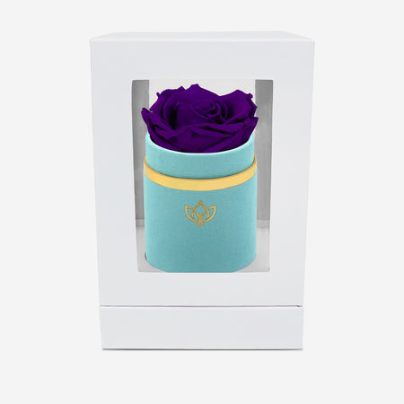 Single Mint Green Suede Box | Bright Purple Rose - The Million Roses