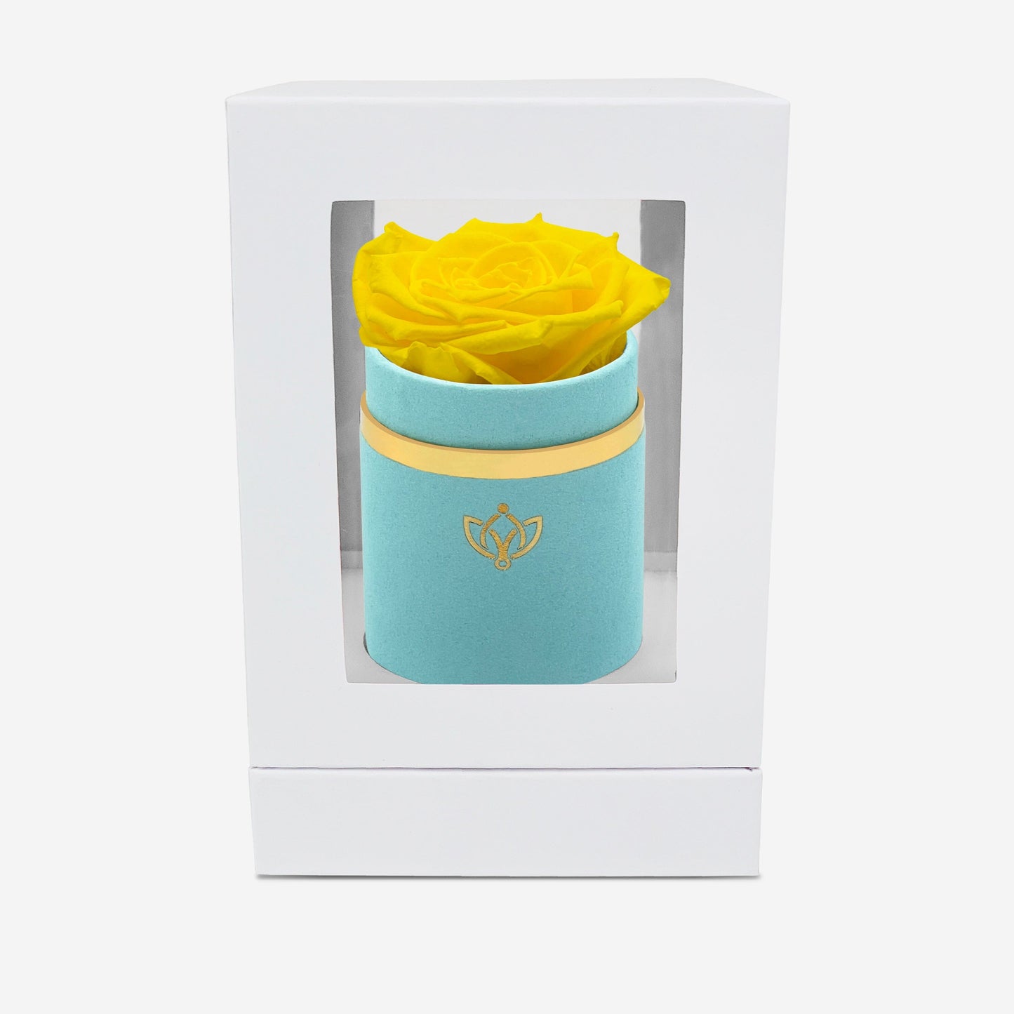 Single Mint Green Suede Box | Yellow Rose - The Million Roses