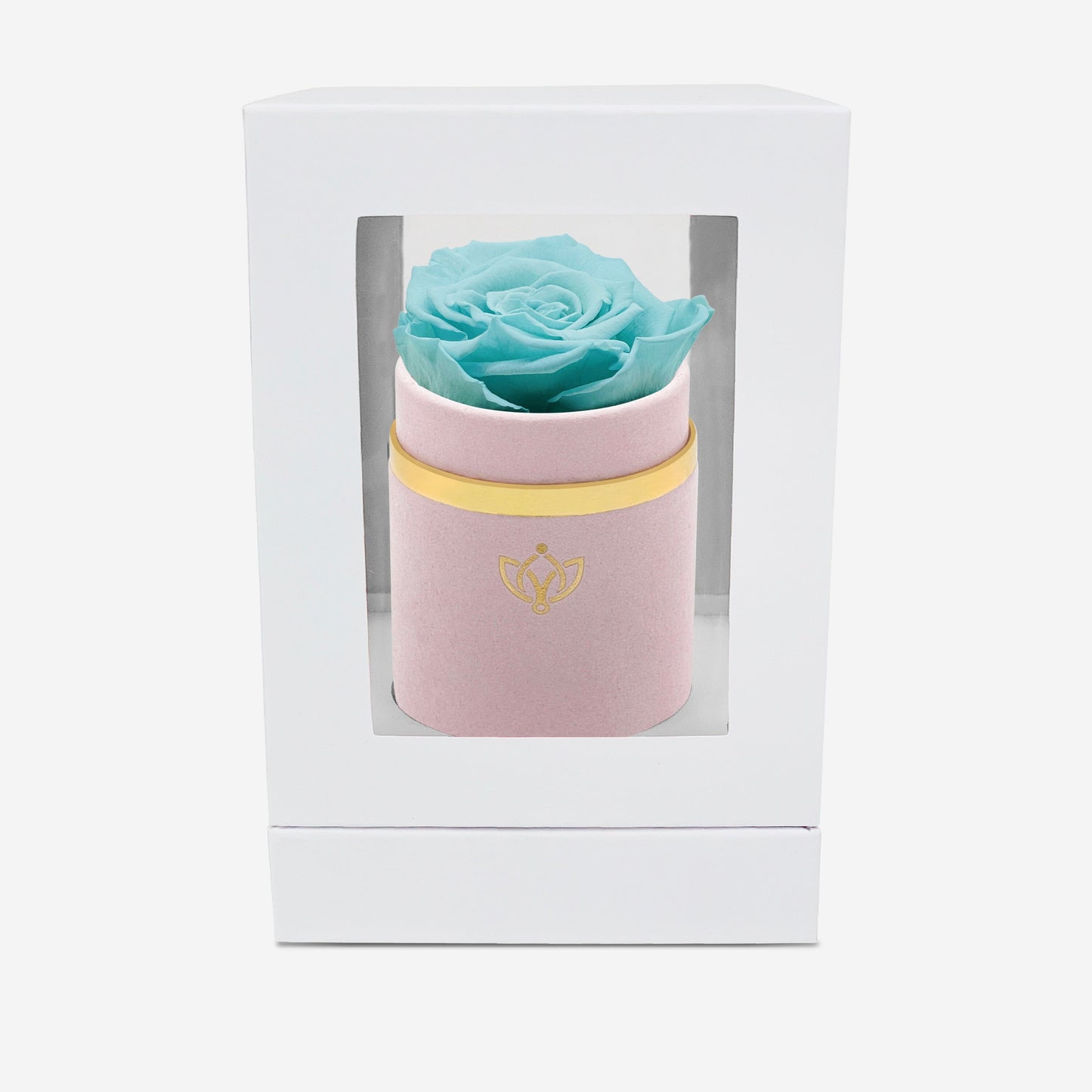 Single Light Pink Suede Box | Turquoise Rose - The Million Roses