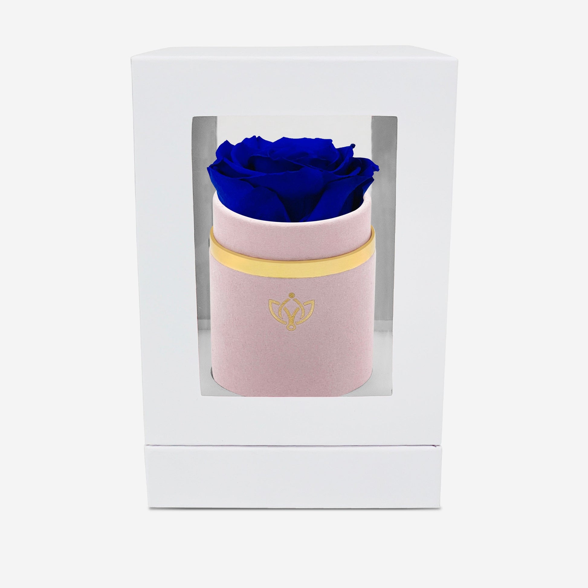 Single Light Pink Suede Box | Royal Blue Rose - The Million Roses