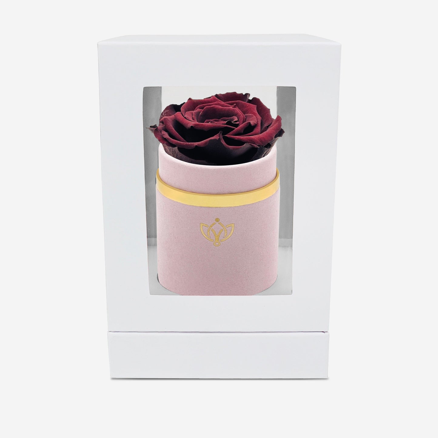 Single Light Pink Suede Box | Mahogany Rose - The Million Roses