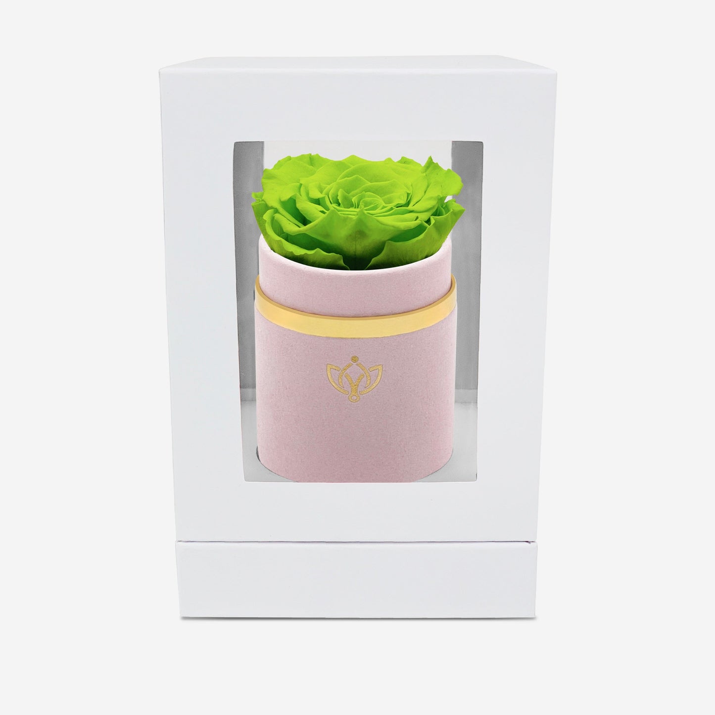 Single Light Pink Suede Box | Light Green Rose - The Million Roses