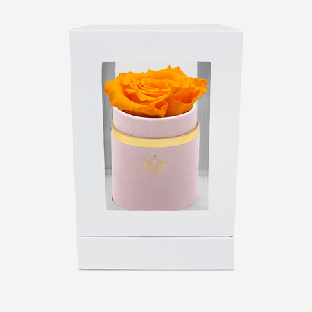 Single Light Pink Suede Box | Orange Rose - The Million Roses