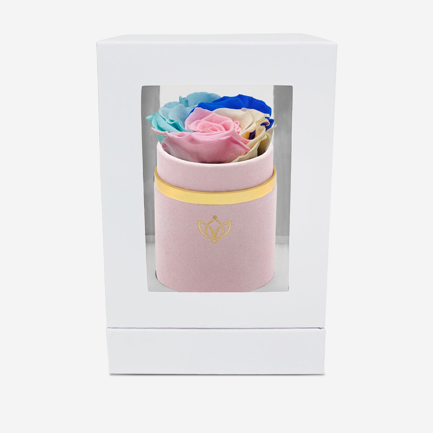 Single Light Pink Suede Box | Pastel Rainbow Rose - The Million Roses