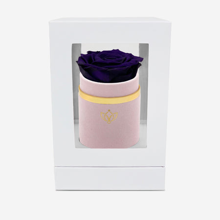 Single Light Pink Suede Box | Dark Purple Rose - The Million Roses