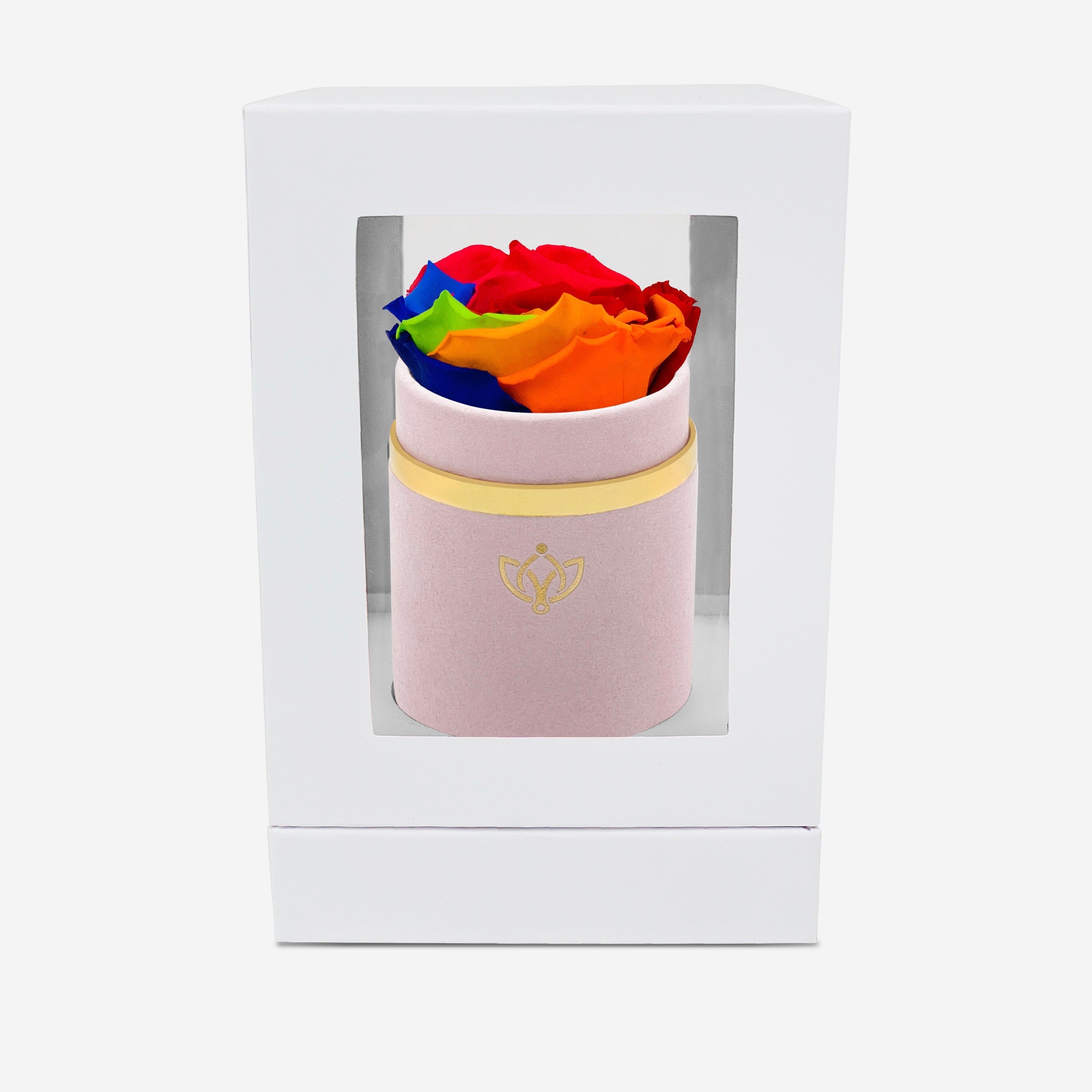 Single Light Pink Suede Box | Rainbow Rose - The Million Roses