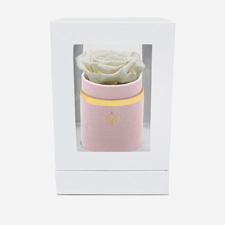Single Light Pink Suede Box | Off White Rose - The Million Roses