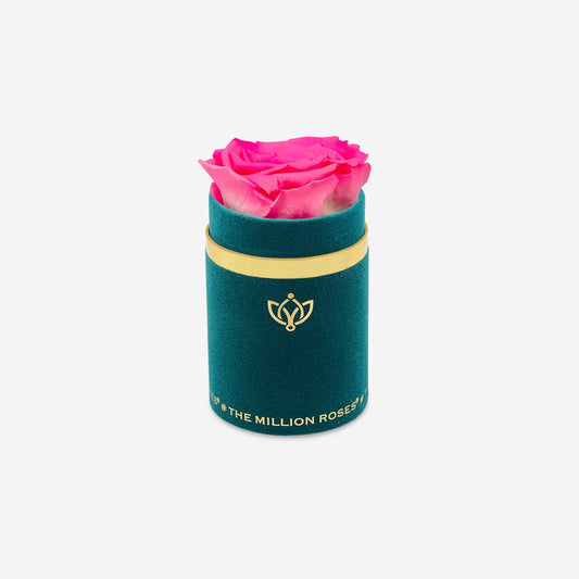 Single Dark Green Suede Box | Candy Pink Rose - The Million Roses
