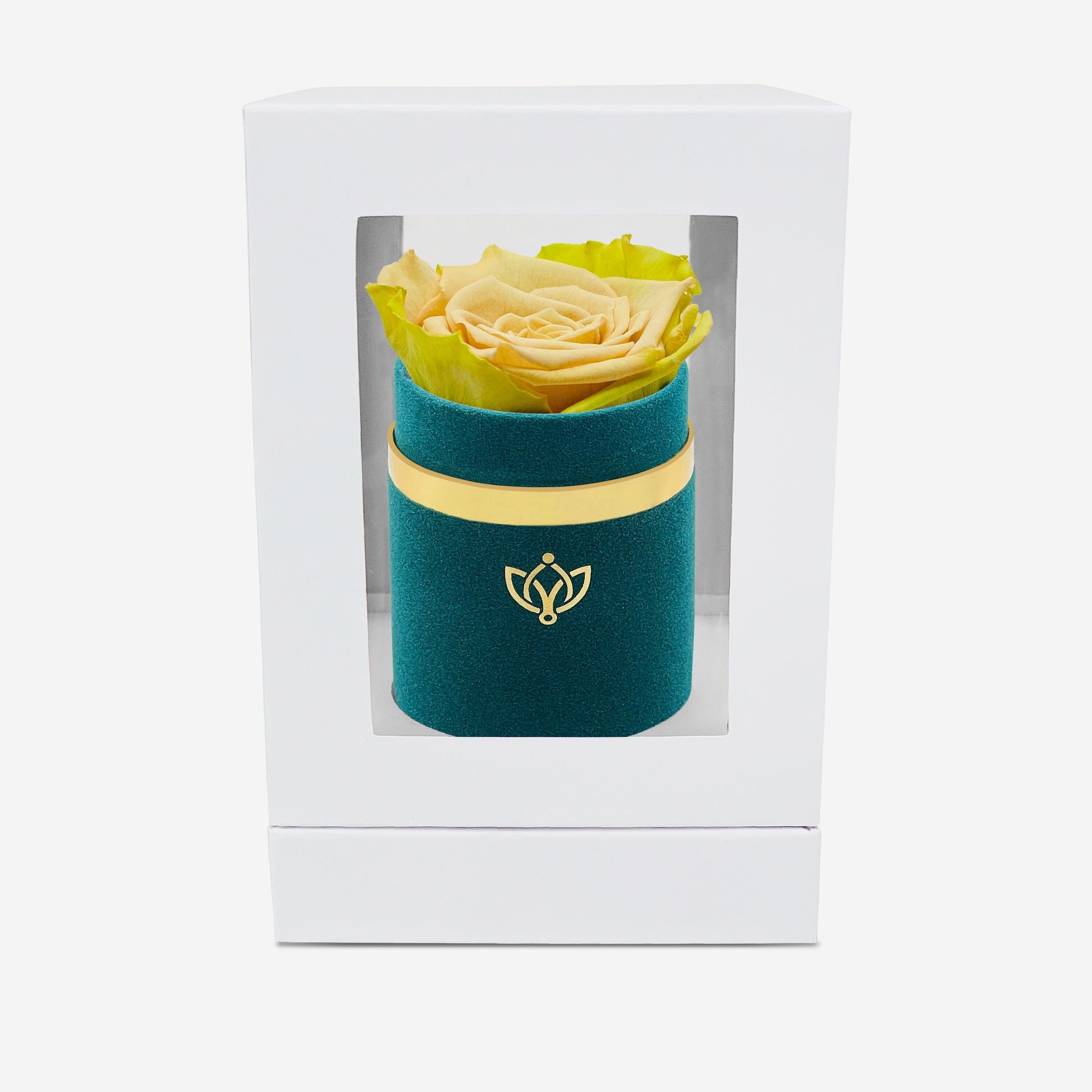 Single Dark Green Suede Box | Fawn Bicolor Rose - The Million Roses