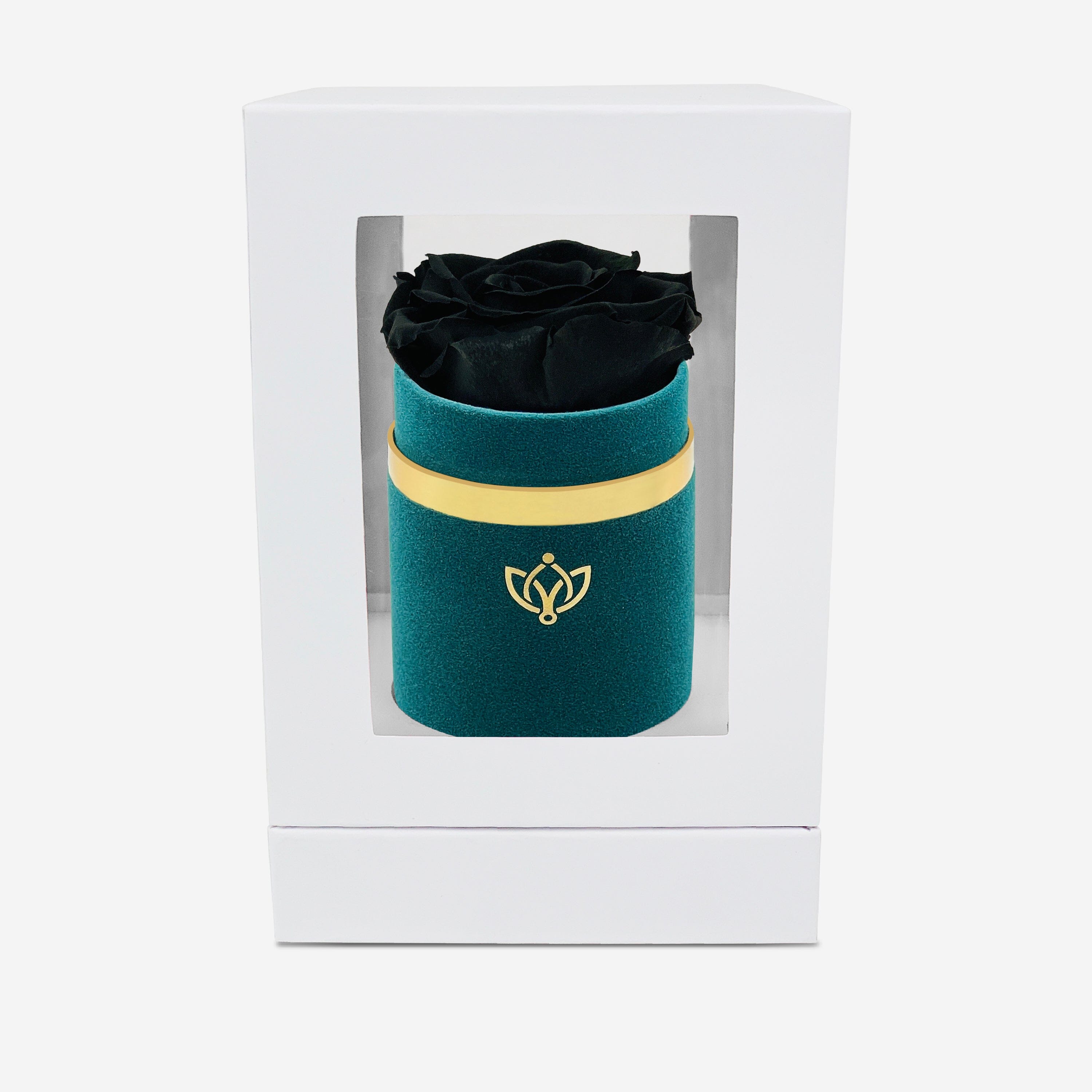 Single Dark Green Suede Box | Black Rose - The Million Roses