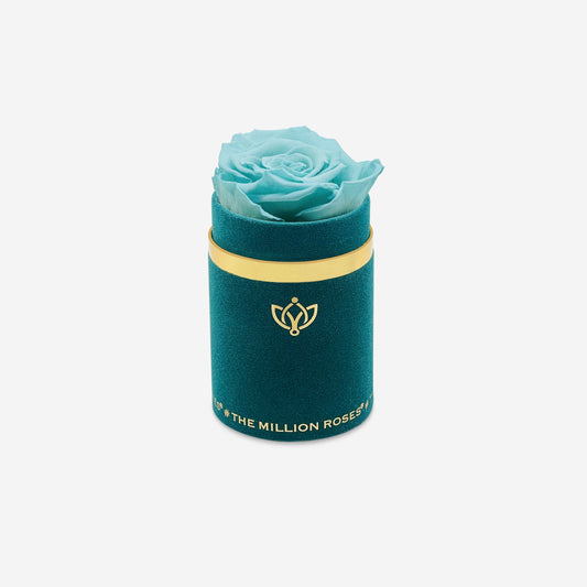 Single Dark Green Suede Box | Turquoise Rose - The Million Roses