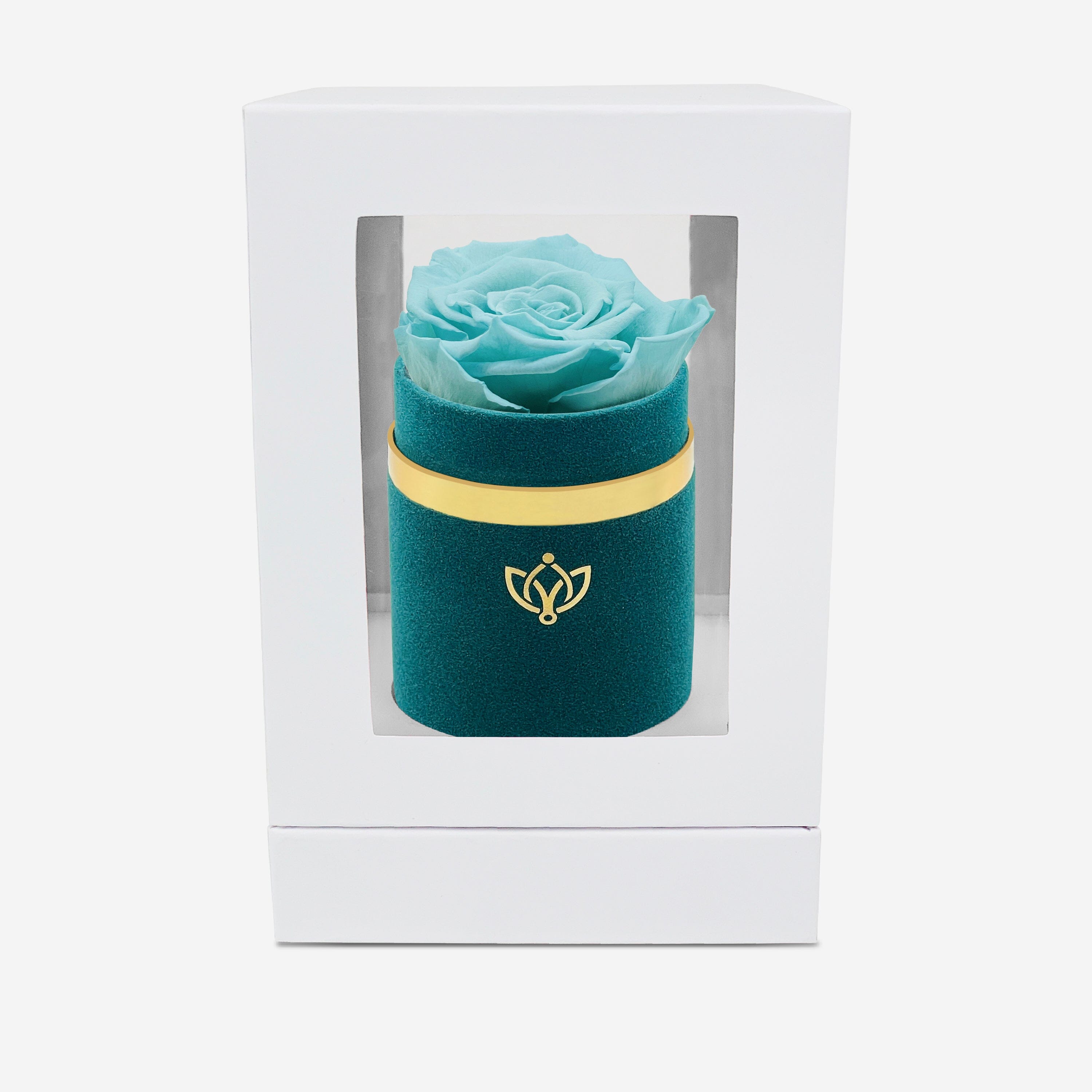 Single Dark Green Suede Box | Turquoise Rose - The Million Roses